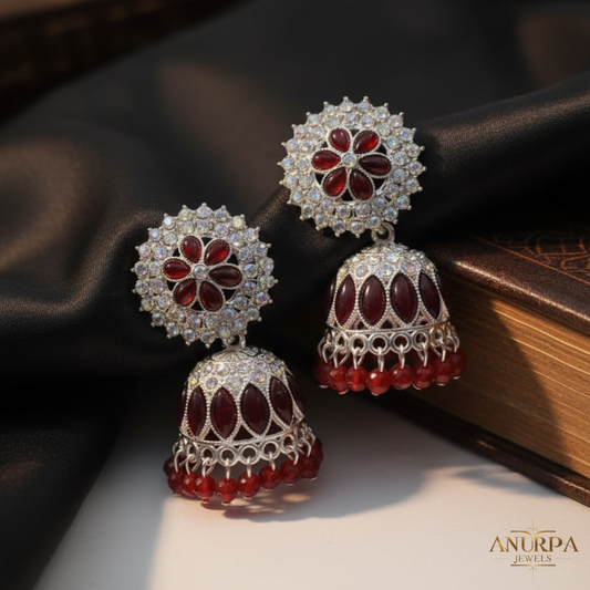 Anurpa Jewels – 8-Color Premium Floral Stone Jhumka Combo Pack | Matching Jhumkas for Every Outfit | Wedding & Festive Collection