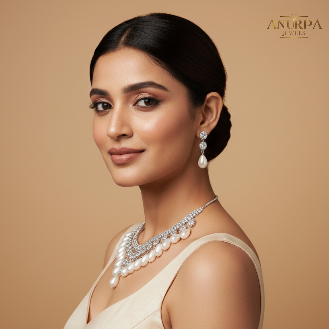 Regal Handcrafted Pearl Drop Necklace & Earring Set – Premium Bridal & Party Wear